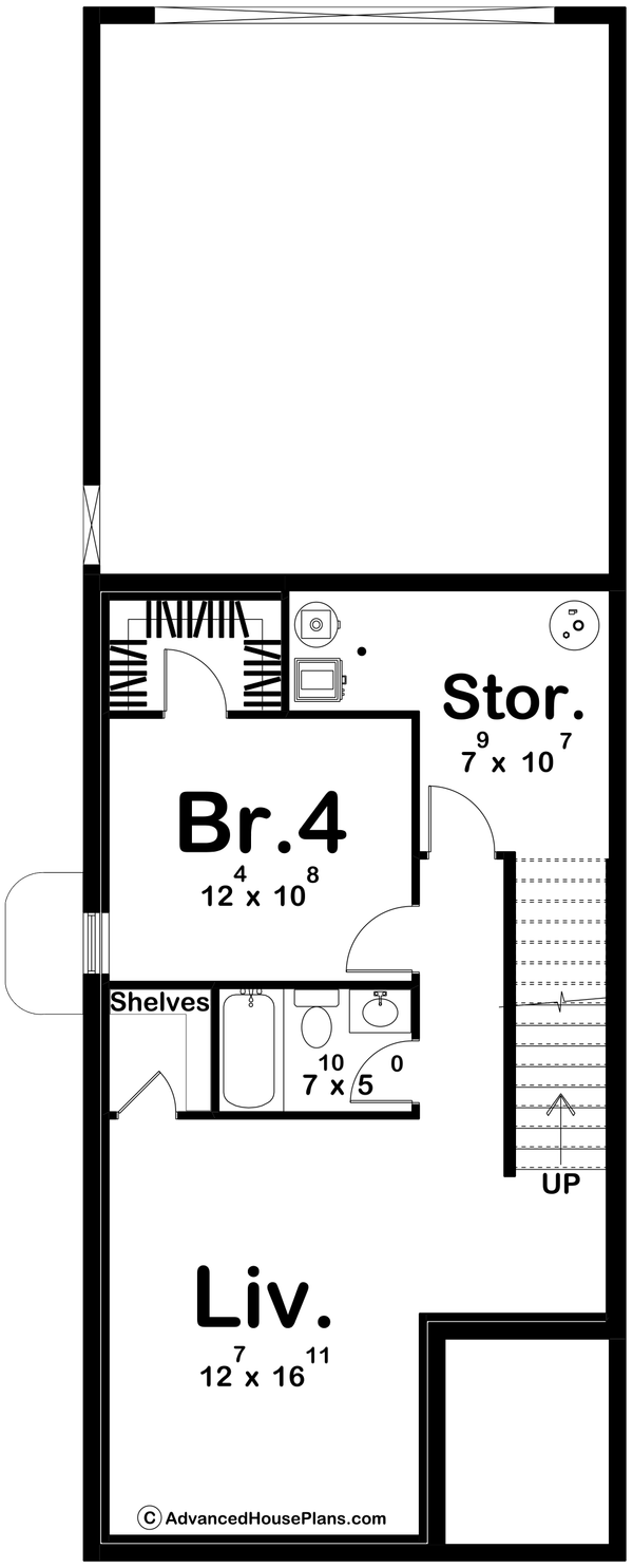 House Blueprint - Farmhouse Floor Plan - Lower Floor Plan #455-730