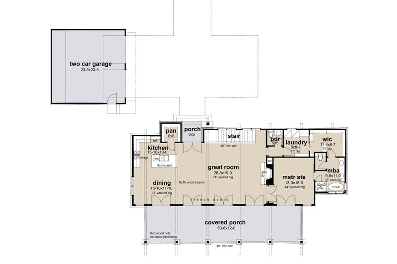 House Blueprint - Floor Plan - Main Floor for Contemporary House Plan #120-293 - 3 bed, 3 bath