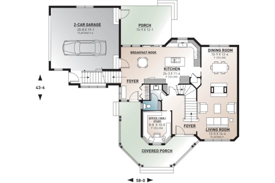 Floor Plan - Main Floor for Victorian House Plan #23-749 - 3 bed, 2.5 bath