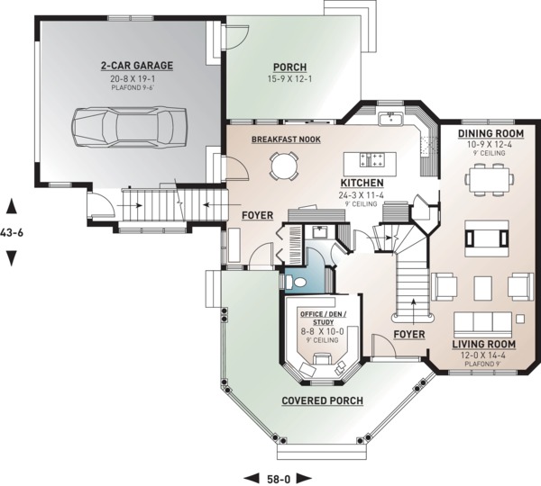 Architectural House Design - Victorian Floor Plan - Main Floor Plan #23-749