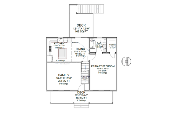 Floor Plan - Main Floor for Cottage House Plan #1116-23 - 3 bed, 2 bath