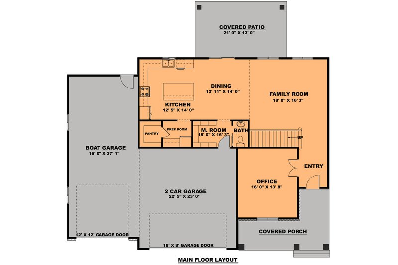 House Blueprint - Floor Plan - Main Floor for Farmhouse House Plan #1111-15 - 4 bed, 2.5 bath