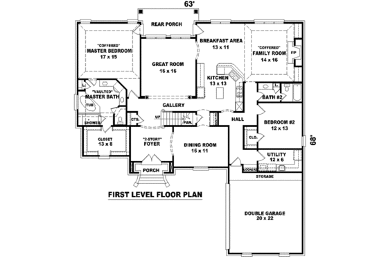 Floor Plan - Main Floor for European House Plan #81-1242 - 4 bed, 4 bath