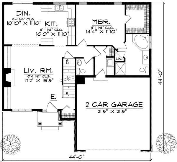 Architectural House Design - Traditional Floor Plan - Main Floor Plan #70-604