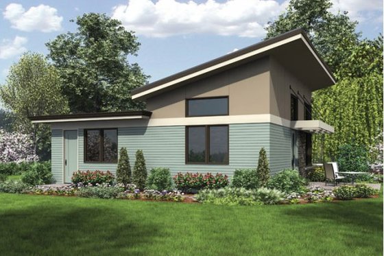Exterior - Rear Elevation for Modern House Plan #48-474 - 1 bed, 1 bath