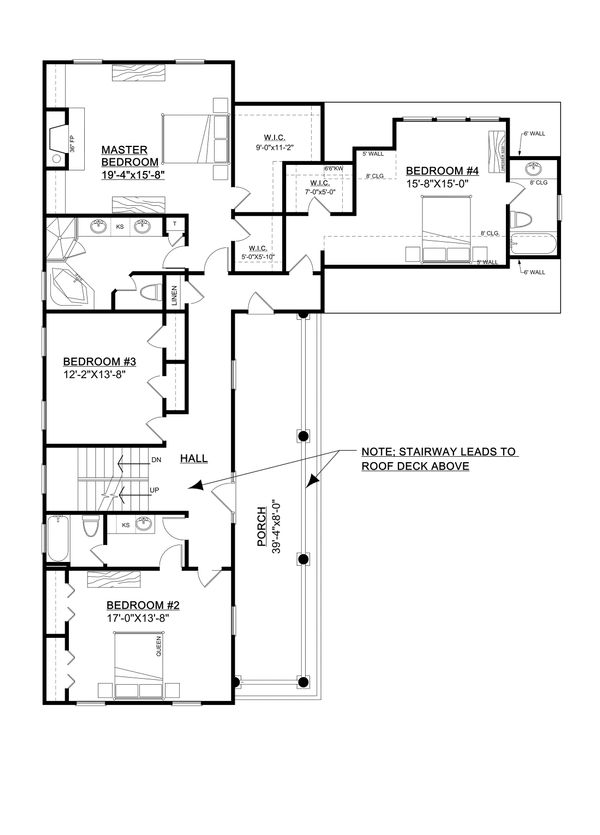 Southern Floor Plan - Upper Floor Plan #30-344
