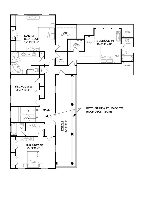 Home Plan - Southern Floor Plan - Upper Floor Plan #30-344