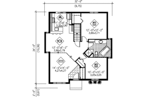 Floor Plan - Main Floor for Cottage House Plan #25-110 - 2 bed, 1 bath