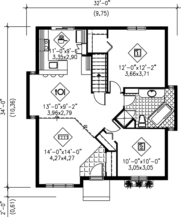 Dream House Plan - Cottage Floor Plan - Main Floor Plan #25-110