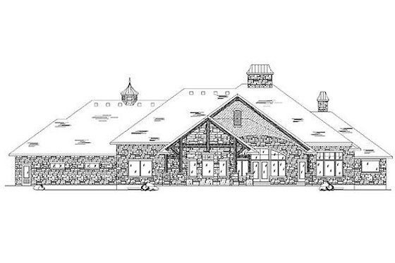 Exterior - Rear Elevation for European House Plan #5-347 - 4 bed, 5 bath