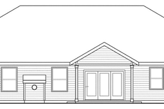 Exterior - Rear Elevation for Ranch House Plan #124-872 - 3 bed, 2.5 bath