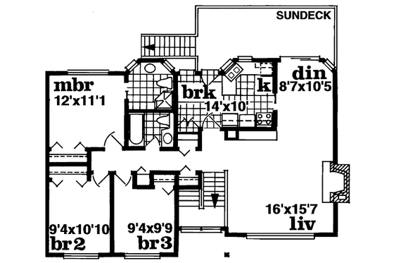 Floor Plan - Main Floor for Traditional House Plan #47-160 - 3 bed, 2 bath