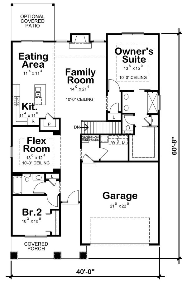 Home Plan - Craftsman Floor Plan - Main Floor Plan #20-2390