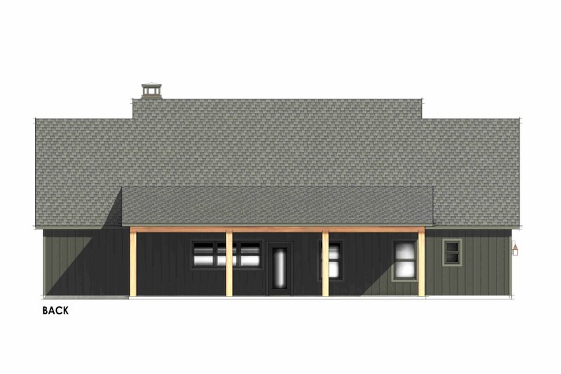 Home Plan - Exterior - Rear Elevation 1 for Farmhouse House Plan #1096-99 - 3 bed, 2 bath