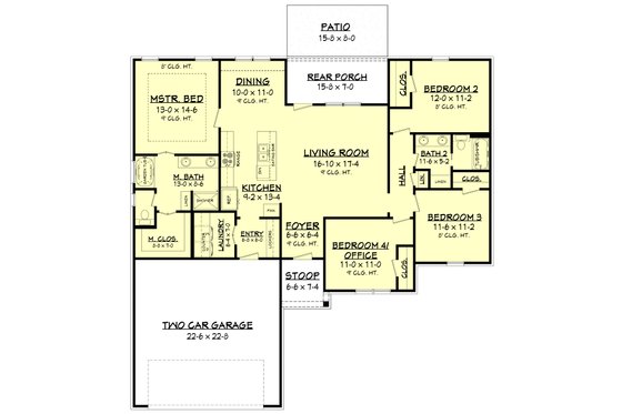Floor Plan - Main Floor for Country House Plan #430-178 - 4 bed, 2 bath