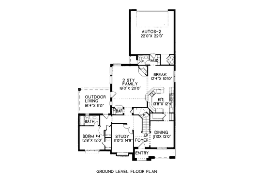 Floor Plan - Main Floor for European House Plan #141-304 - 4 bed, 3.5 bath