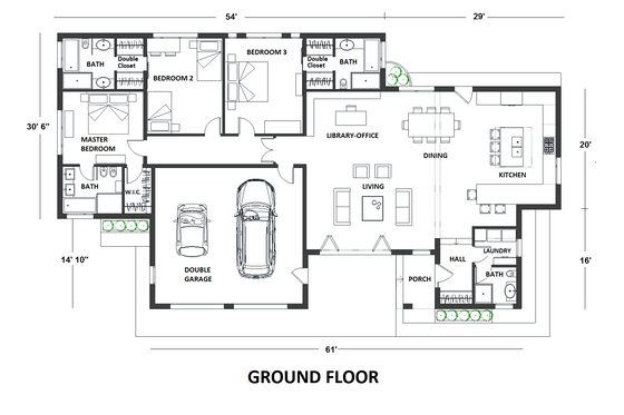 Floor Plan - Main Floor for Contemporary House Plan #542-18 - 3 bed, 4 bath