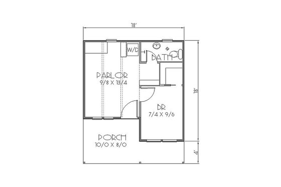 Floor Plan - Main Floor for Cottage House Plan #423-44 - 1 bed, 1 bath