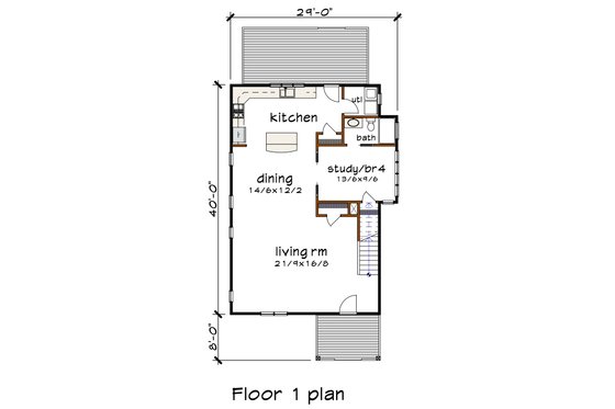 Floor Plan - Main Floor for Modern House Plan #79-366 - 4 bed, 3 bath