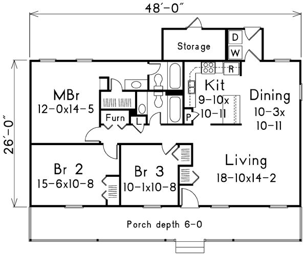 Home Plan - Ranch Floor Plan - Main Floor Plan #57-160