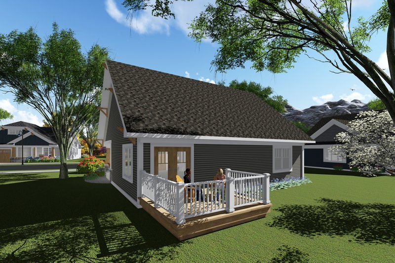 House Blueprint - Exterior - Rear Elevation for Craftsman House Plan #70-1256 - 2 bed, 1 bath