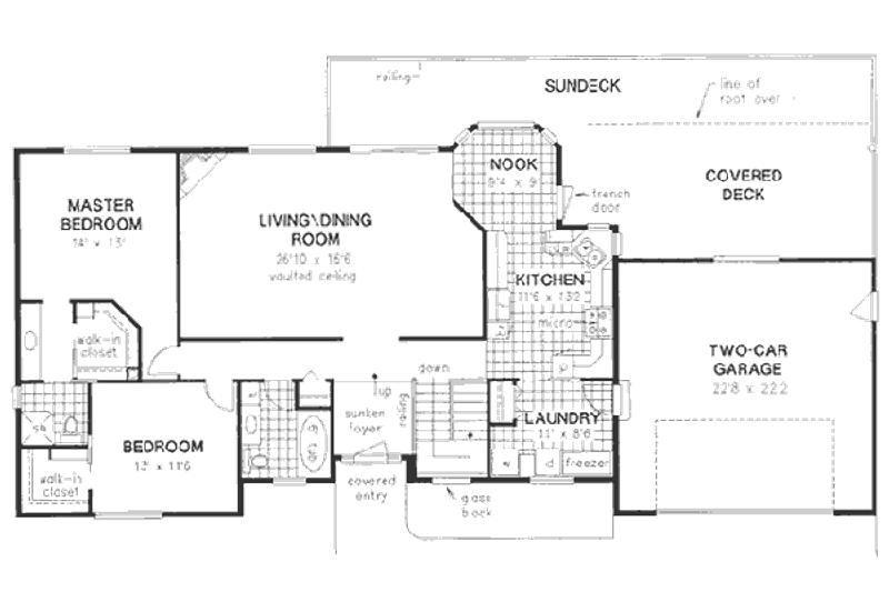 Home Plan - Floor Plan - Main Floor for European House Plan #18-9217 - 2 bed, 2 bath