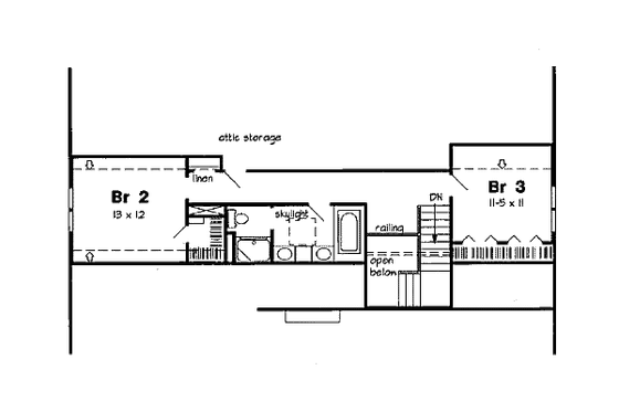 Floor Plan - Upper Floor for Country House Plan #312-804 - 3 bed, 2.5 bath