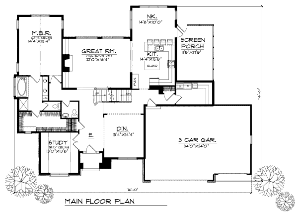 House Plan Design - Traditional Floor Plan - Main Floor Plan #70-476