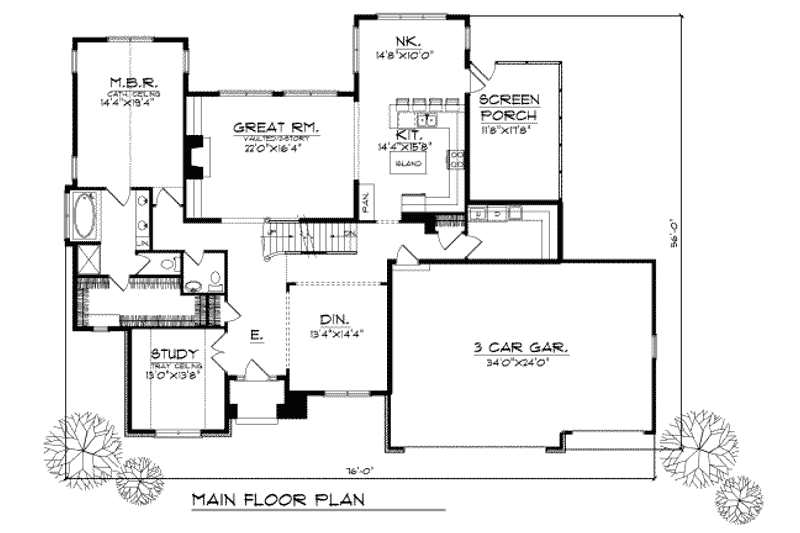 Dream House Plan - Floor Plan - Main Floor for Traditional House Plan #70-476 - 4 bed, 3.5 bath