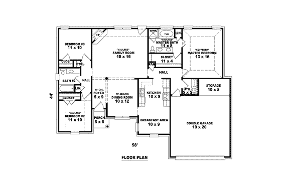 Floor Plan - Main Floor for European House Plan #81-1446 - 3 bed, 2 bath