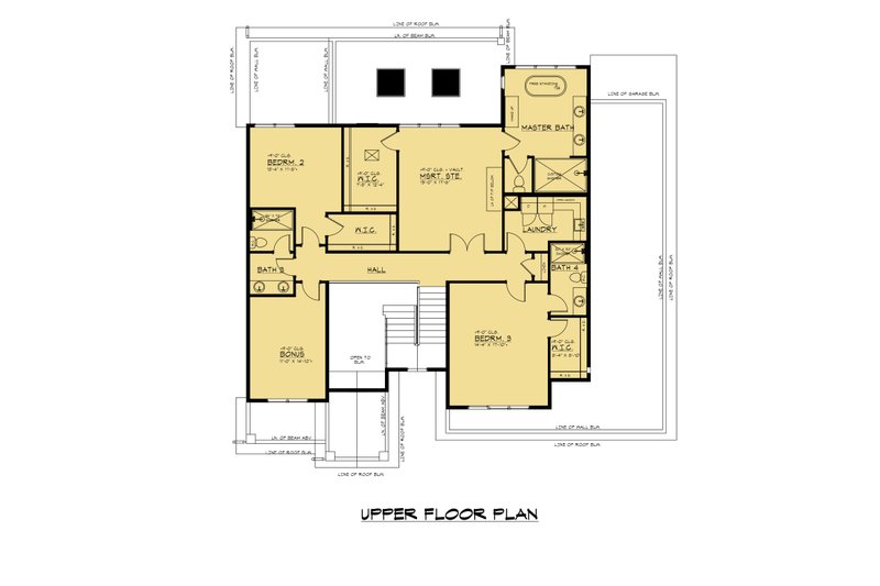 Architectural House Design - Floor Plan - Upper Floor for Farmhouse House Plan #1066-302 - 3 bed, 4 bath