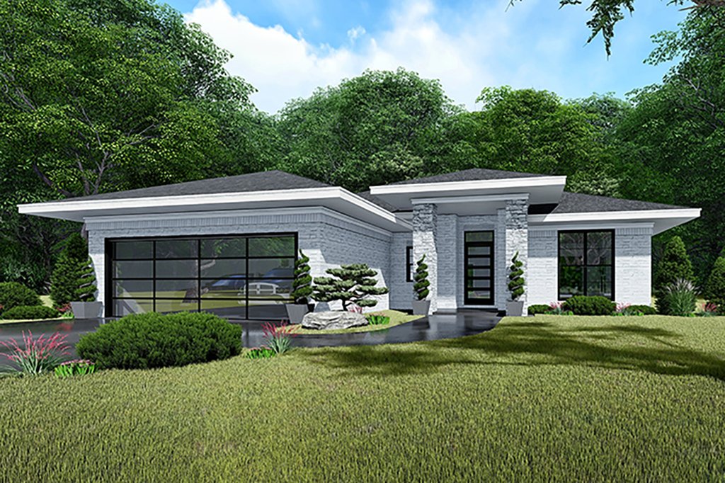 Contemporary Style House Plan - 3 Beds 2 Baths 1438 Sq/Ft Plan #923-140