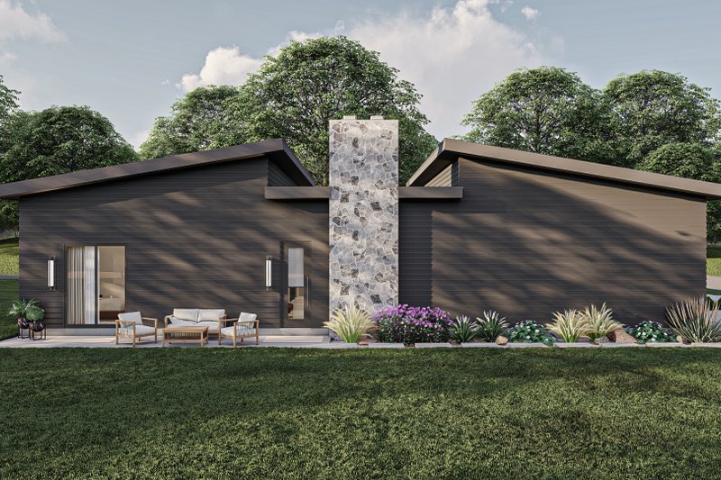 House Blueprint - Exterior - Rear Elevation for Modern House Plan #455-547 - 3 bed, 2 bath