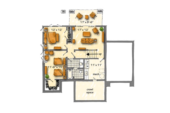 Floor Plan - Lower Floor for Country House Plan #942-46 - 5 bed, 3.5 bath