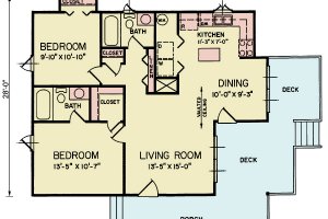 Floor Plan - Main Floor for Traditional House Plan #54-647 - 2 bed, 2 bath