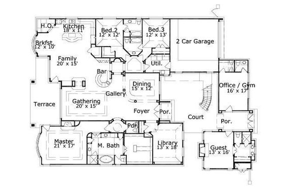 Floor Plan - Main Floor for European House Plan #411-835 - 3 bed, 3.5 bath