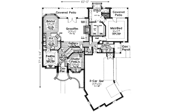 Floor Plan - Main Floor for European House Plan #310-155 - 4 bed, 3.5 bath