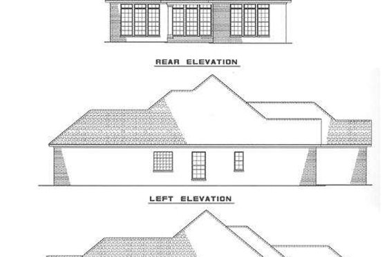 Exterior - Rear Elevation for Traditional House Plan #17-189 - 3 bed, 2 bath