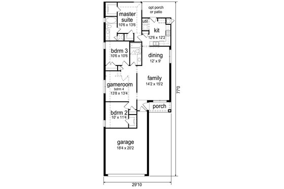 Floor Plan - Main Floor for Country House Plan #84-636 - 3 bed, 2 bath