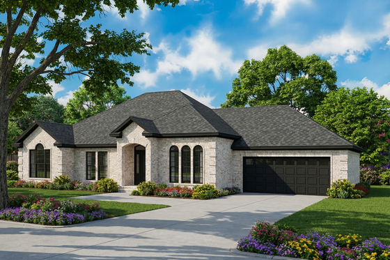 Exterior - Front Elevation 3 for European House Plan #17-1043 - 3 bed, 2 bath