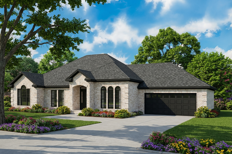 House Design - Exterior - Front Elevation 3 for European House Plan #17-1043 - 3 bed, 2 bath