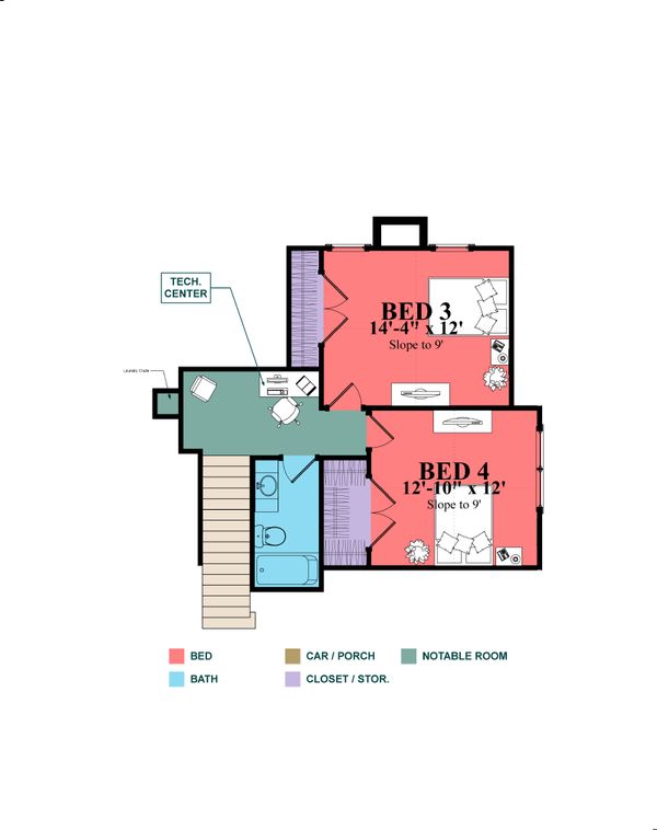 Architectural House Design - Country Floor Plan - Upper Floor Plan #63-427