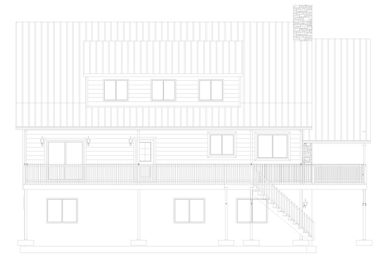 House Blueprint - Exterior - Rear Elevation 1 for Cabin House Plan #1060-190 - 4 bed, 2.5 bath