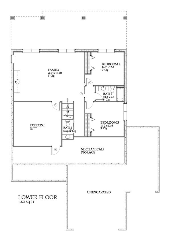 Craftsman Floor Plan - Lower Floor Plan #901-111