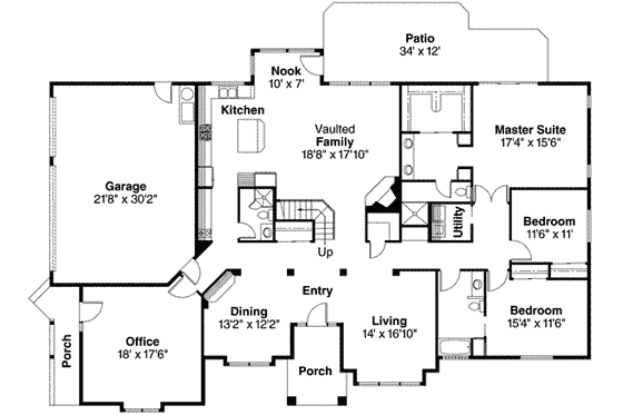 Floor Plan - Main Floor House Plan #124-402 - 3 bed, 3 bath