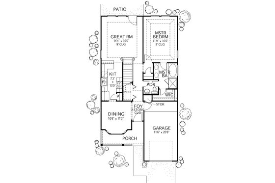 Floor Plan - Main Floor for Traditional House Plan #80-107 - 4 bed, 2 bath