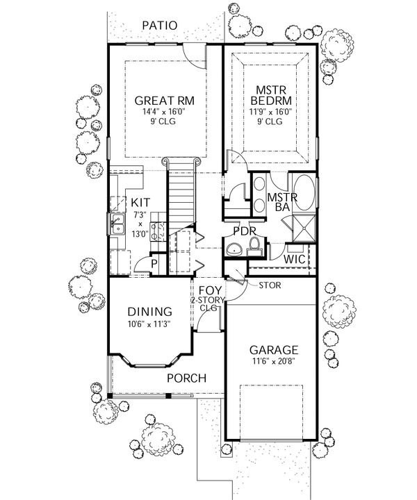 House Blueprint - Traditional Floor Plan - Main Floor Plan #80-107