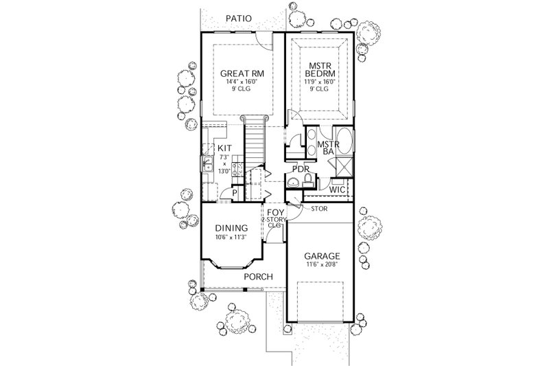 Architectural House Design - Floor Plan - Main Floor for Traditional House Plan #80-107 - 4 bed, 2 bath