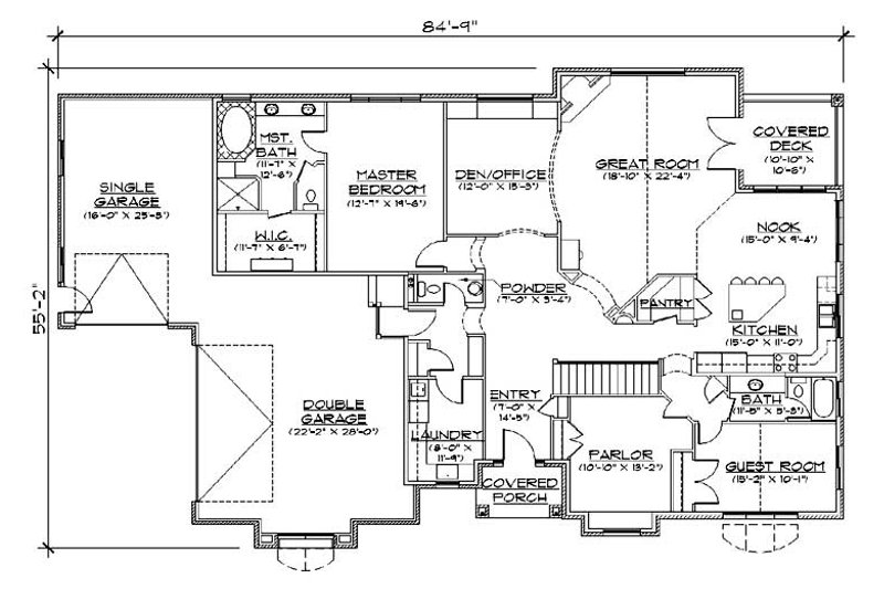 Home Plan - Floor Plan - Main Floor for European House Plan #5-306 - 6 bed, 4.5 bath