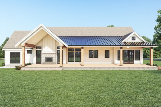 Exterior - Rear Elevation 1 for Farmhouse House Plan #1070-129 - 4 bed, 3.5 bath